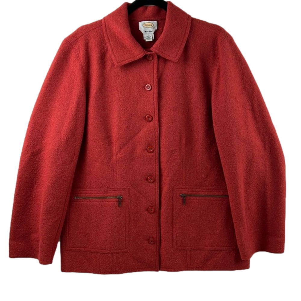 Talbot's Alpaca Wool Full Zip Orange / Rust Jacket Coat size XL